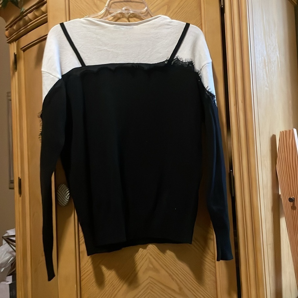Morgan de Toi Black & White Sweater Lingerie Cami Inspired Oversized Sweater - Picture 5 of 5